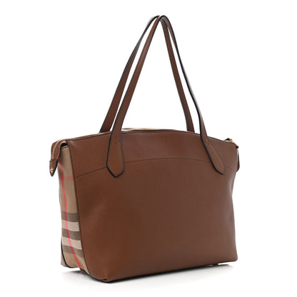 Burberry Derby Calfskin House Check Medium Welburn Tote Tan 4 of 11