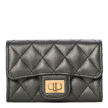 Chanel Metallic Calfskin Quilted Reissue Flap Card Holder Grey 1 of 12