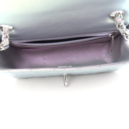 Chanel Iridescent Calfskin Quilted Mini Rectangular Flap Light Blue 5 of 11