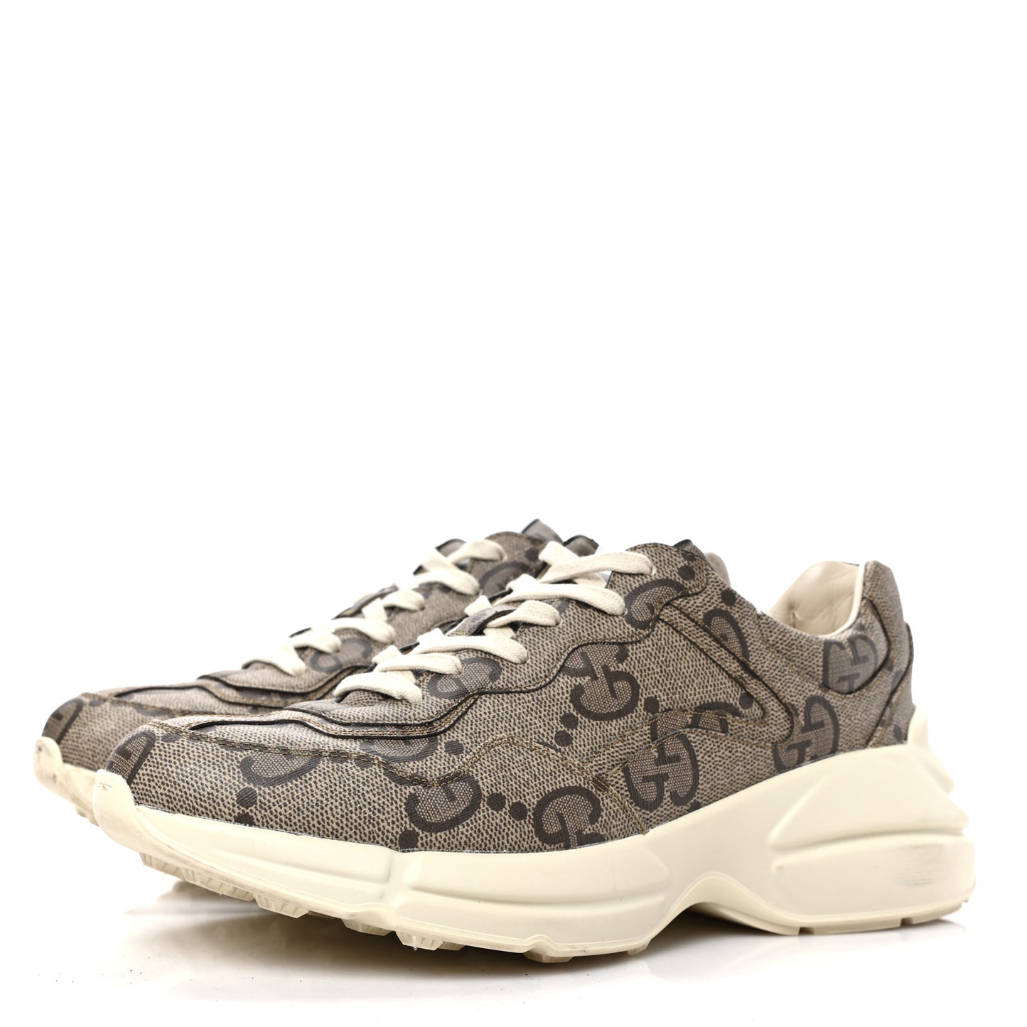 Maxi GG Supreme Monogram Gucci 100 Mens Rhyton Sneakers 9.5 Beige Ebony