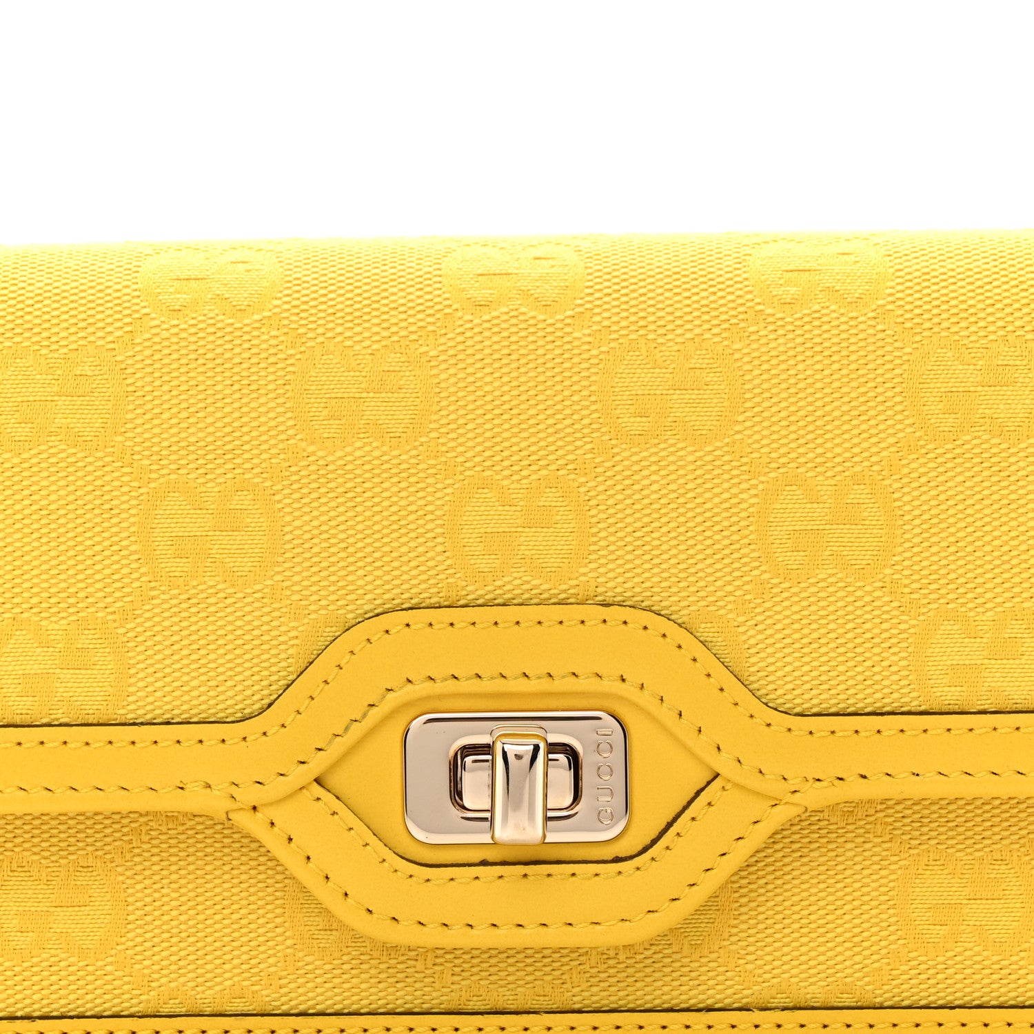 Gucci GG Monogram Scratch Lux Calfskin Mini Luce Shoulder Bag Yellow 7 of 9