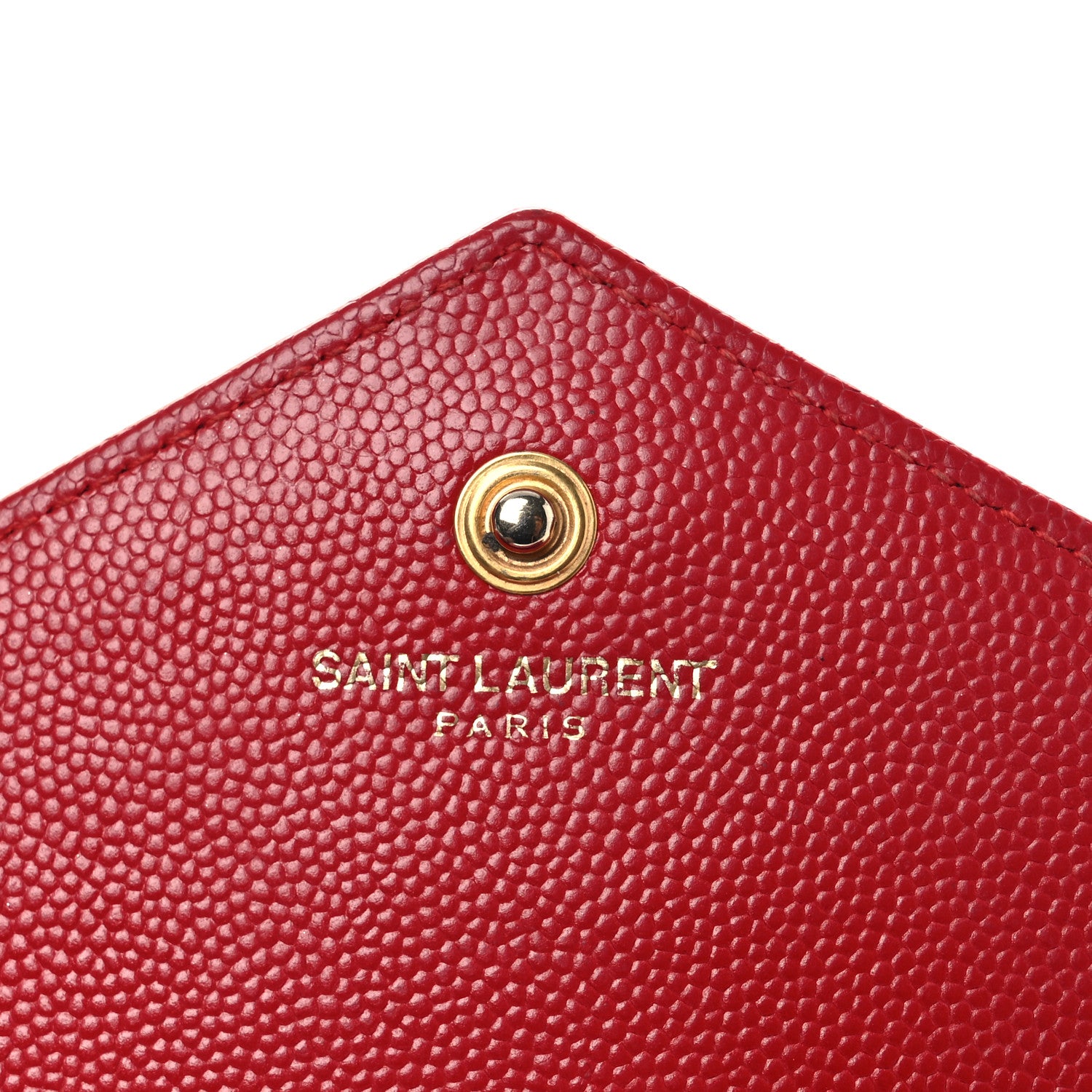 Saint Laurent Grain De Poudre Matelasse Chevron Monogram Chain Wallet Red 6 of 15