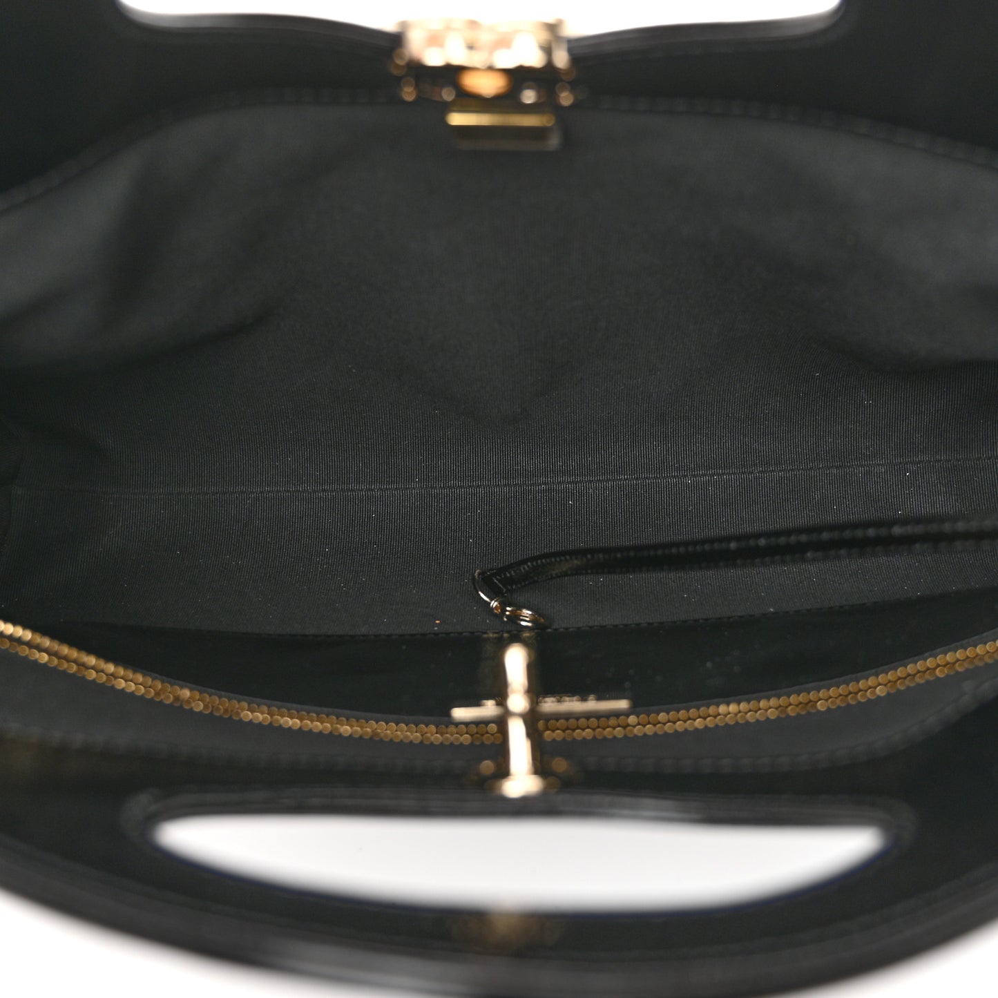 Shiny Lambskin Quilted 31 Shopping Bag Black