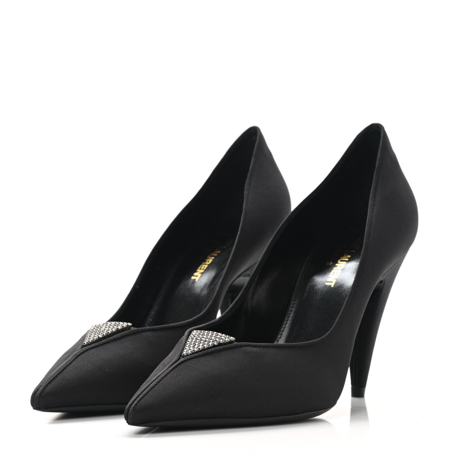Saint Laurent Crystal Embellished Faille Paris 95 Pumps 37.5 Black 2 of 9