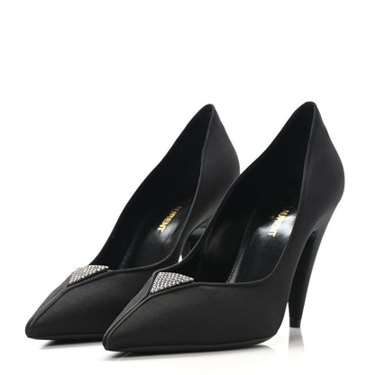 Saint Laurent Crystal Embellished Faille Paris 95 Pumps 37.5 Black 2 of 9