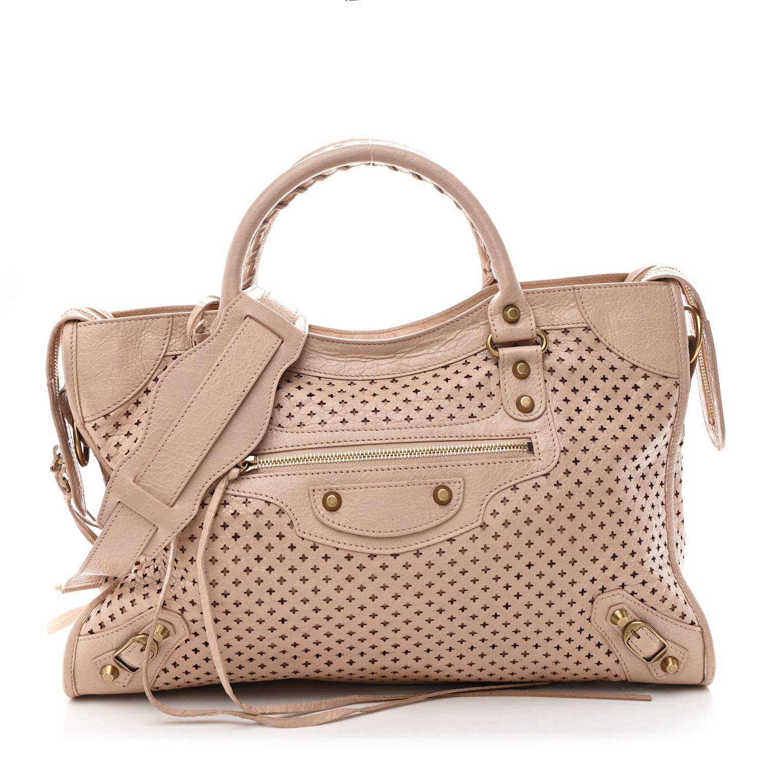 Balenciaga Agneau Laser Cut Cross Classic Gold Hardware City Rose Peach 1 of 10