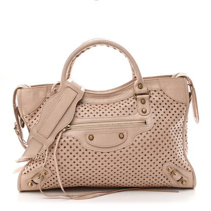 Balenciaga Agneau Laser Cut Cross Classic Gold Hardware City Rose Peach 1 of 10