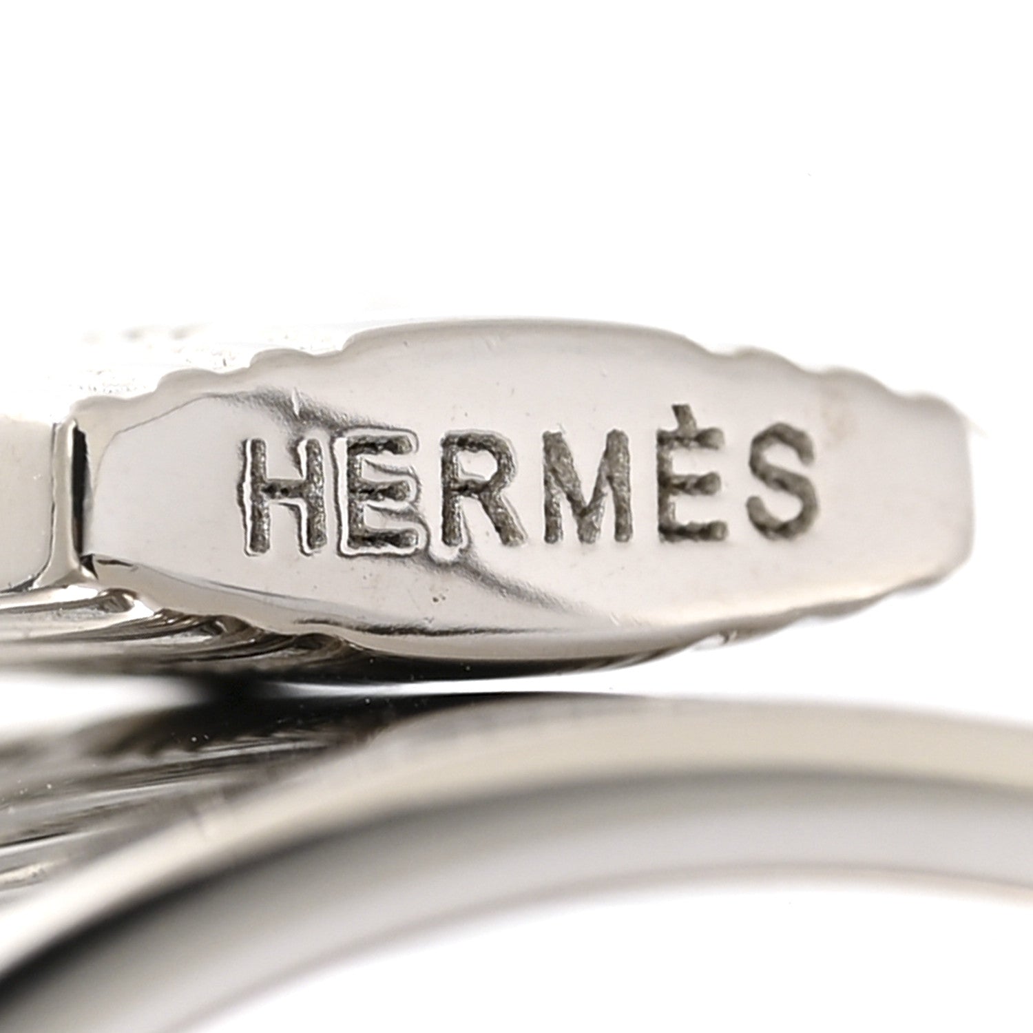 Hermes Permabrass Padlock Charm Scarf Ring Silver 3 of 4