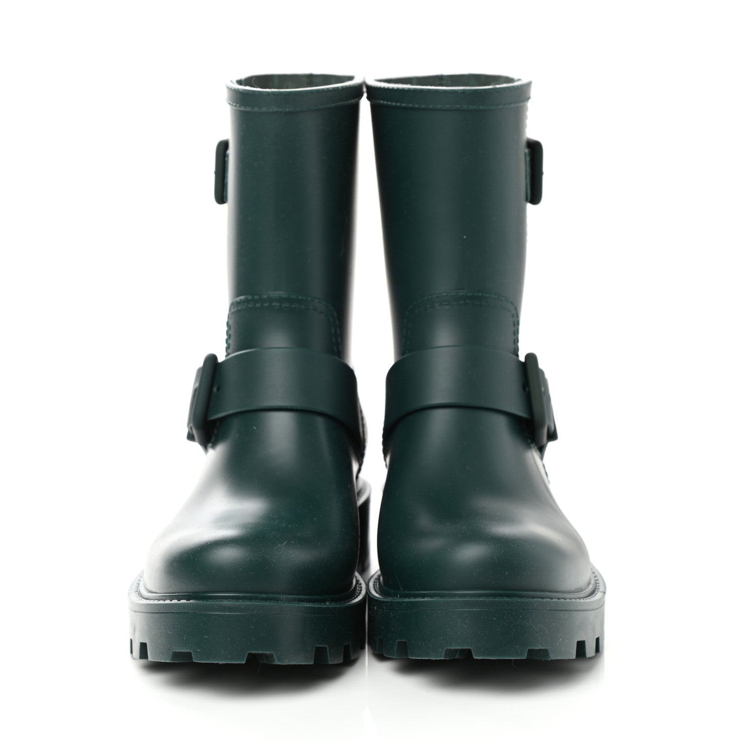 Jimmy Choo Rubber Yael Flat Rain Boots 35 Dark Green 2 of 8