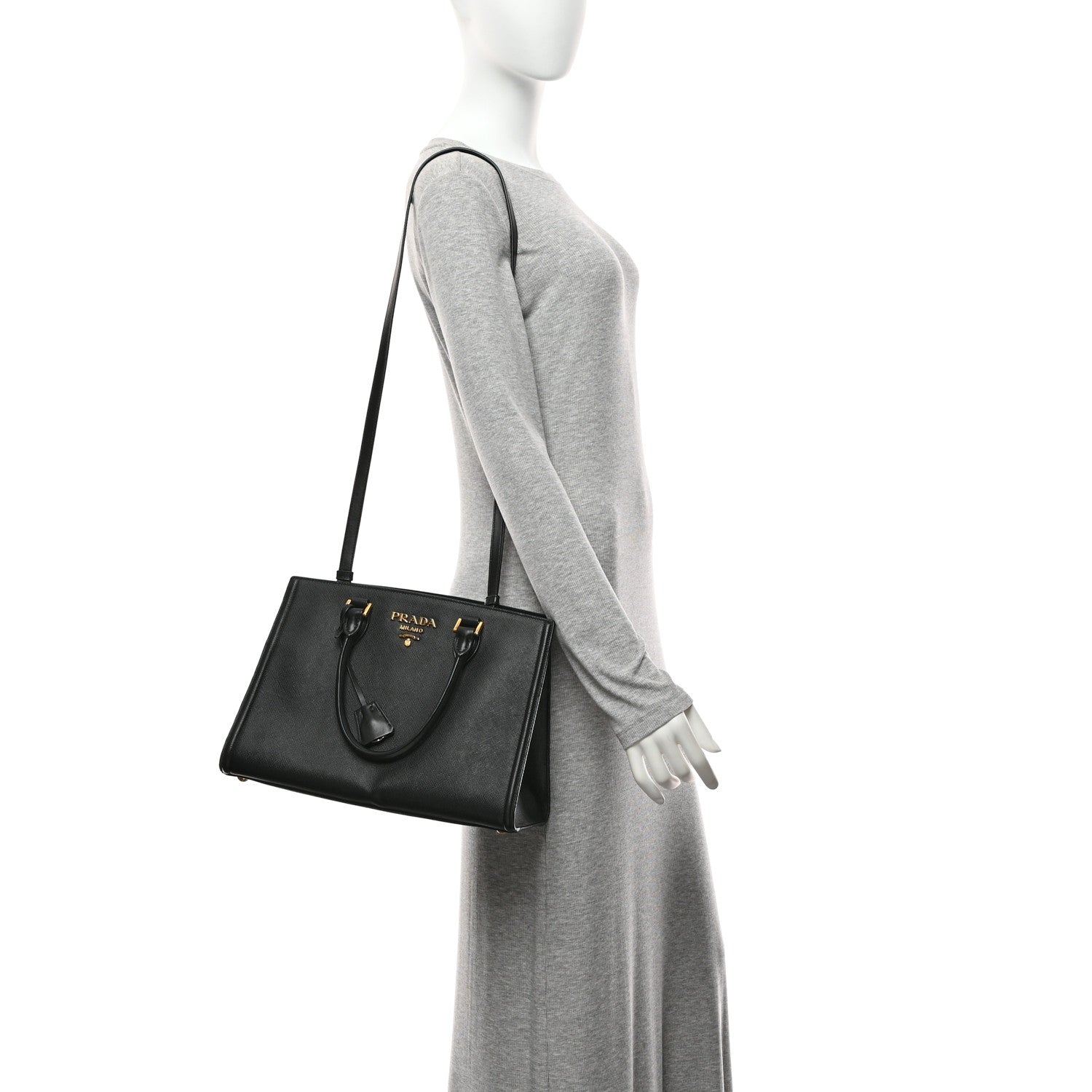 Prada Saffiano Soft Calfskin Tote Black 2 of 10