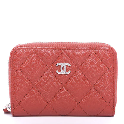 Chanel Caviar Quilted Zip Coin Purse Red 1 of 6