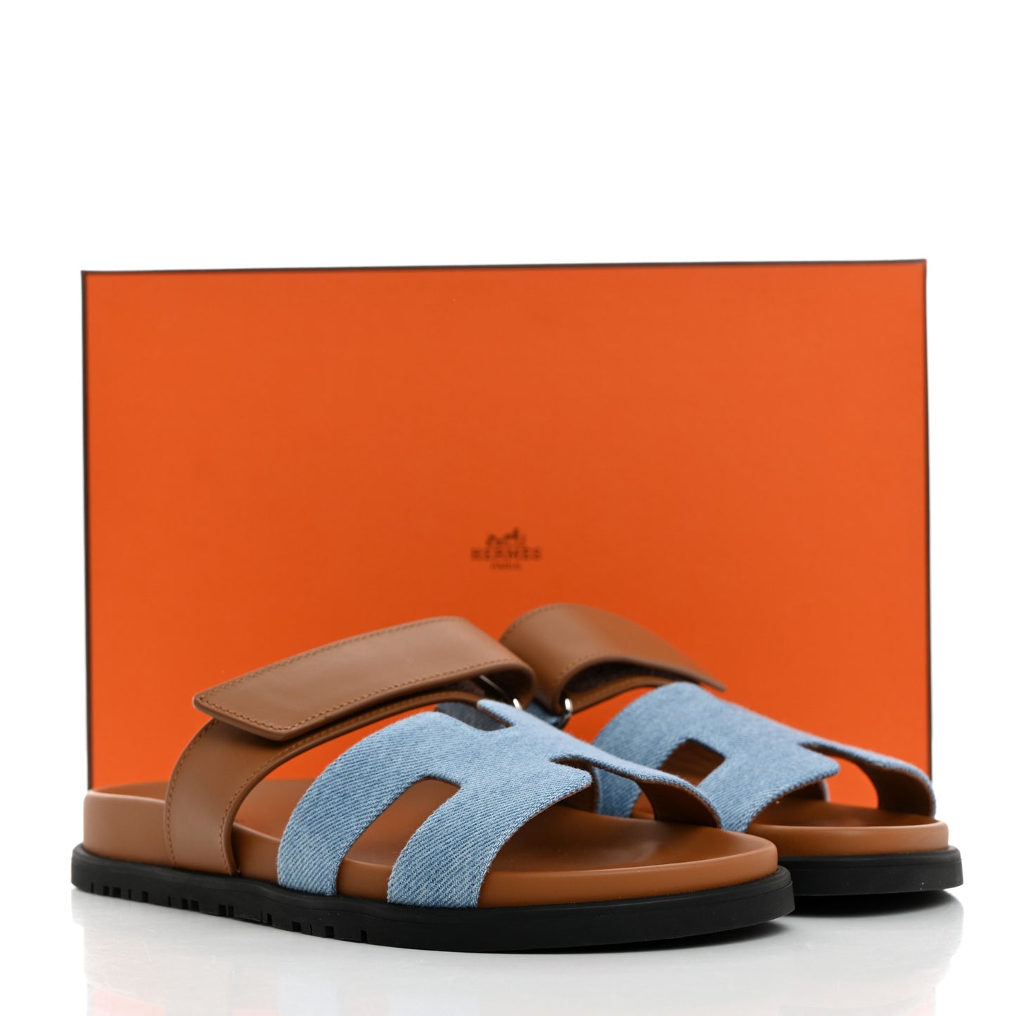 Denim Calfskin Womens Chypre Sandals 36 Bleu Clair Naturel