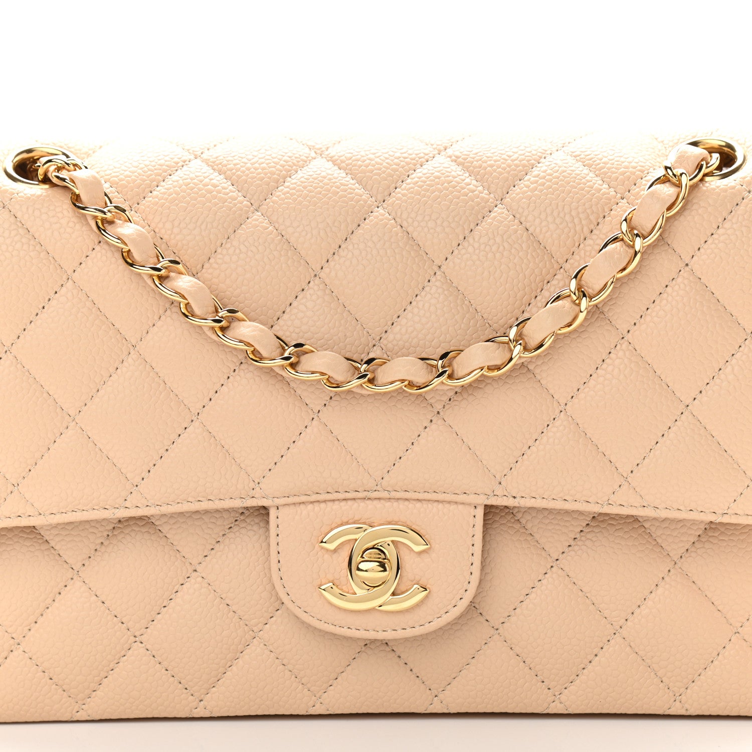 Chanel Caviar Quilted Medium Double Flap Beige 7 of 10