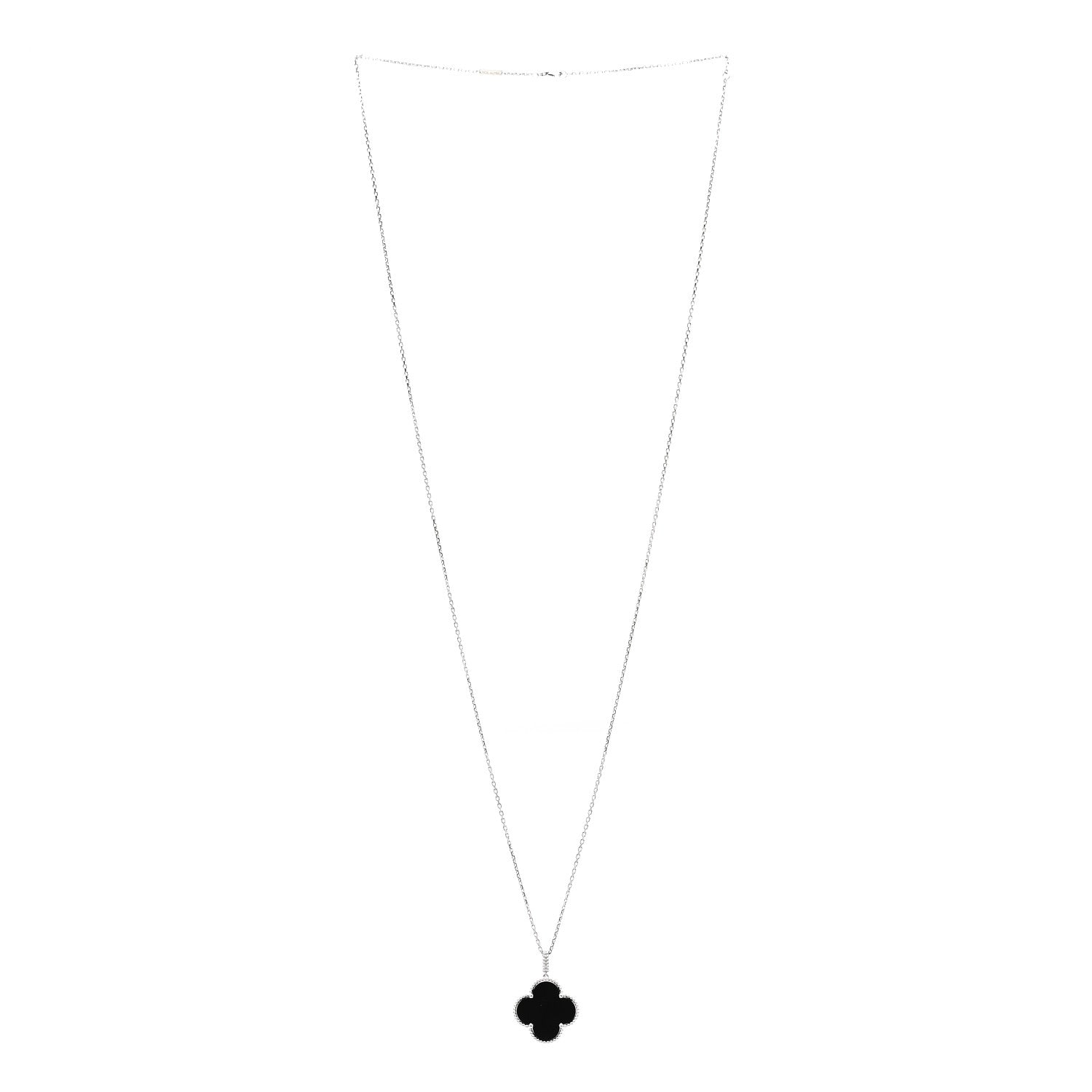 Van Cleef & Arpels 18K White Gold Black Onyx Magic Alhambra Pendant Necklace 3 of 4