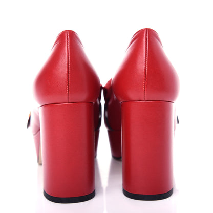 Gucci Malaga Kid GG Marmont Fringe Platform Loafer Pumps 36 Hibiscus Red 7 of 11