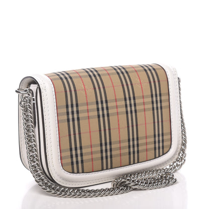 Burberry Smooth Calfskin 1983 Knight Check Link Shoulder Bag White 3 of 9