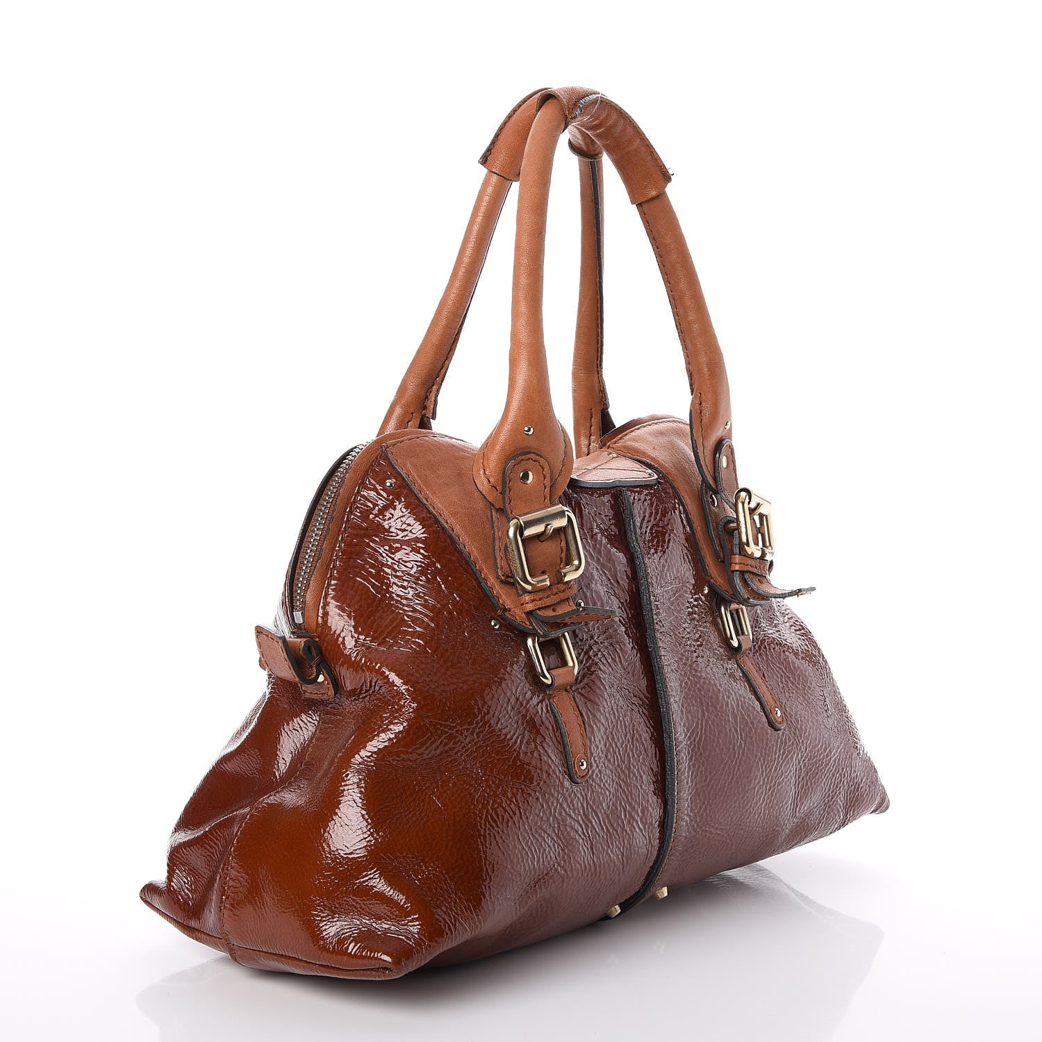 Chloe Patent Paddington Tote Brown 3 of 14