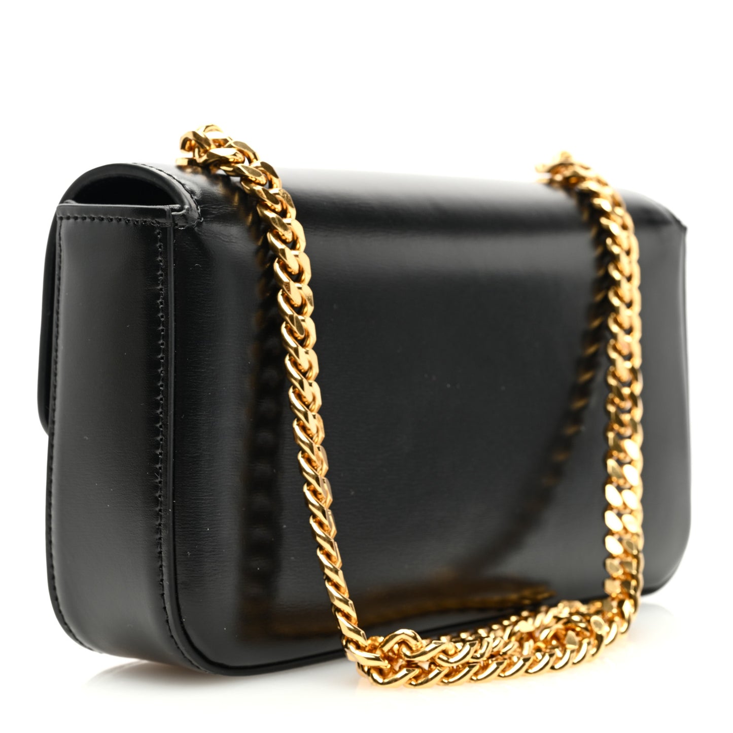 Shiny Calfskin Triomphe Chain Shoulder Bag Black