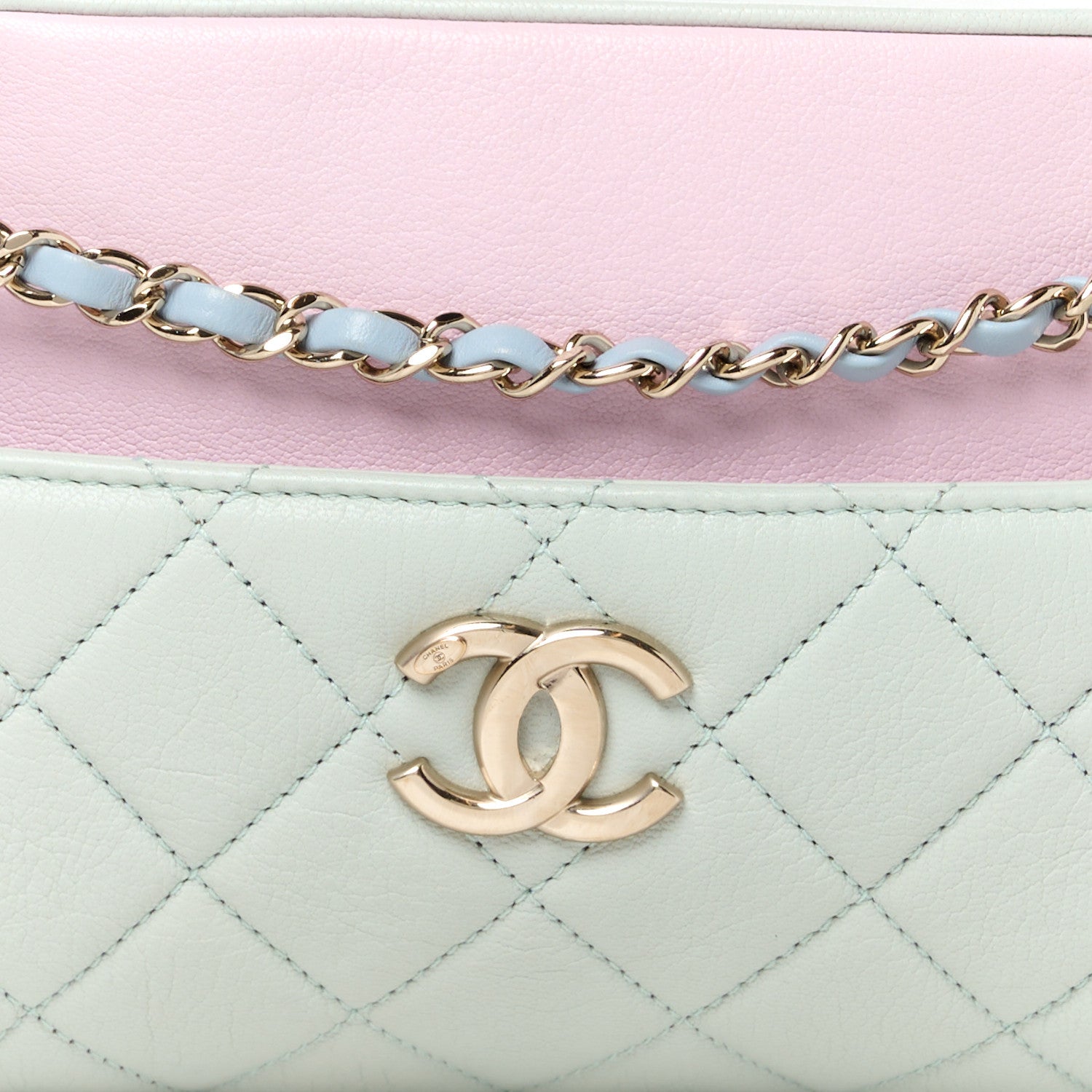 Chanel Goatskin Quilted Tri-Color Small In & Out Camera Case Green Blue Pink 10 of 12