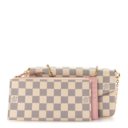 Louis Vuitton Damier Azur Pochette Felicie Chain Wallet Rose Ballerine 3 of 10