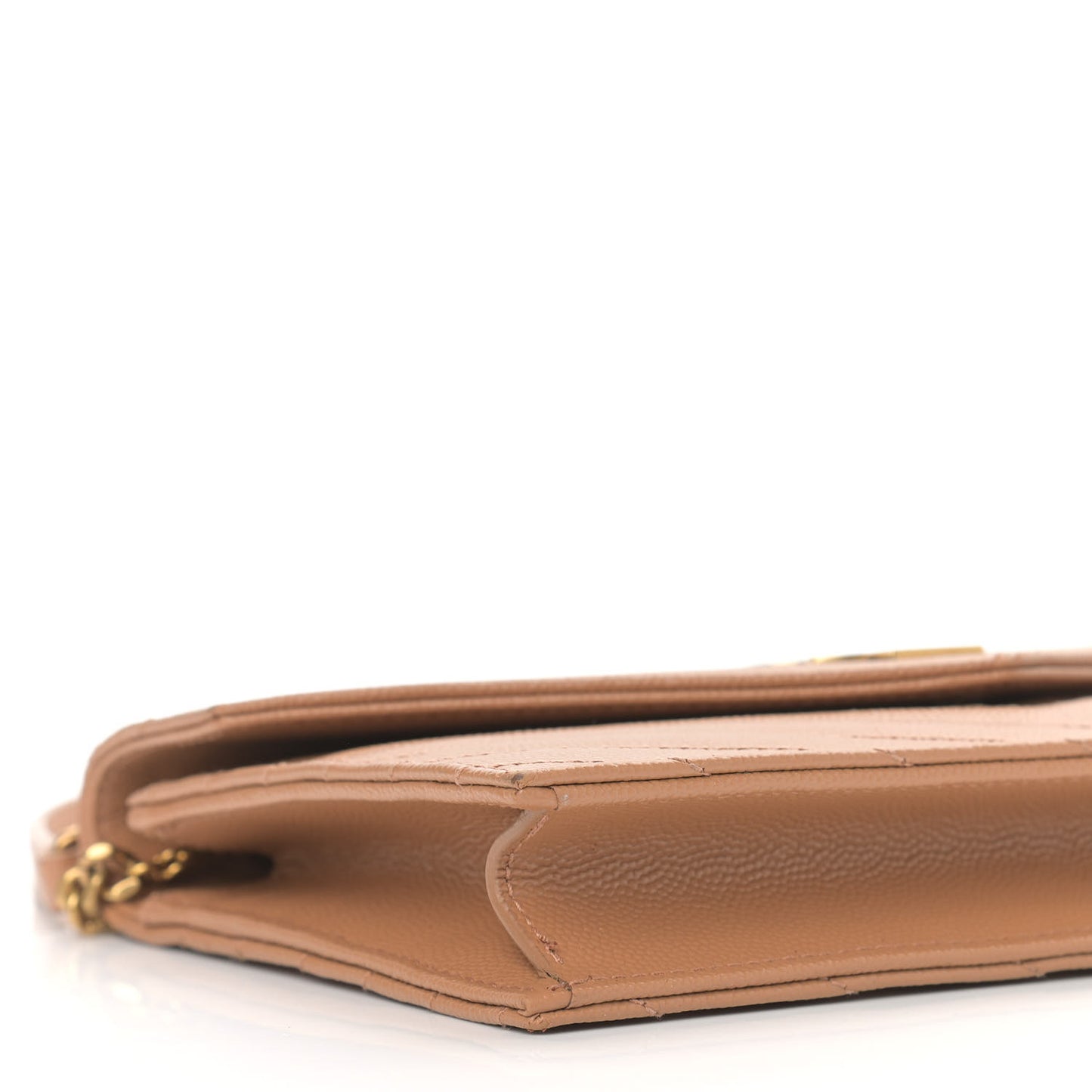 Grain De Poudre Matelasse Chevron Monogram Envelope Chain Wallet Dune