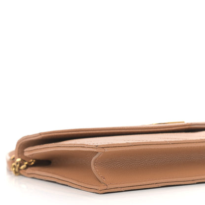 Saint Laurent Grain De Poudre Matelasse Chevron Monogram Envelope Chain Wallet Dune 7 of 8