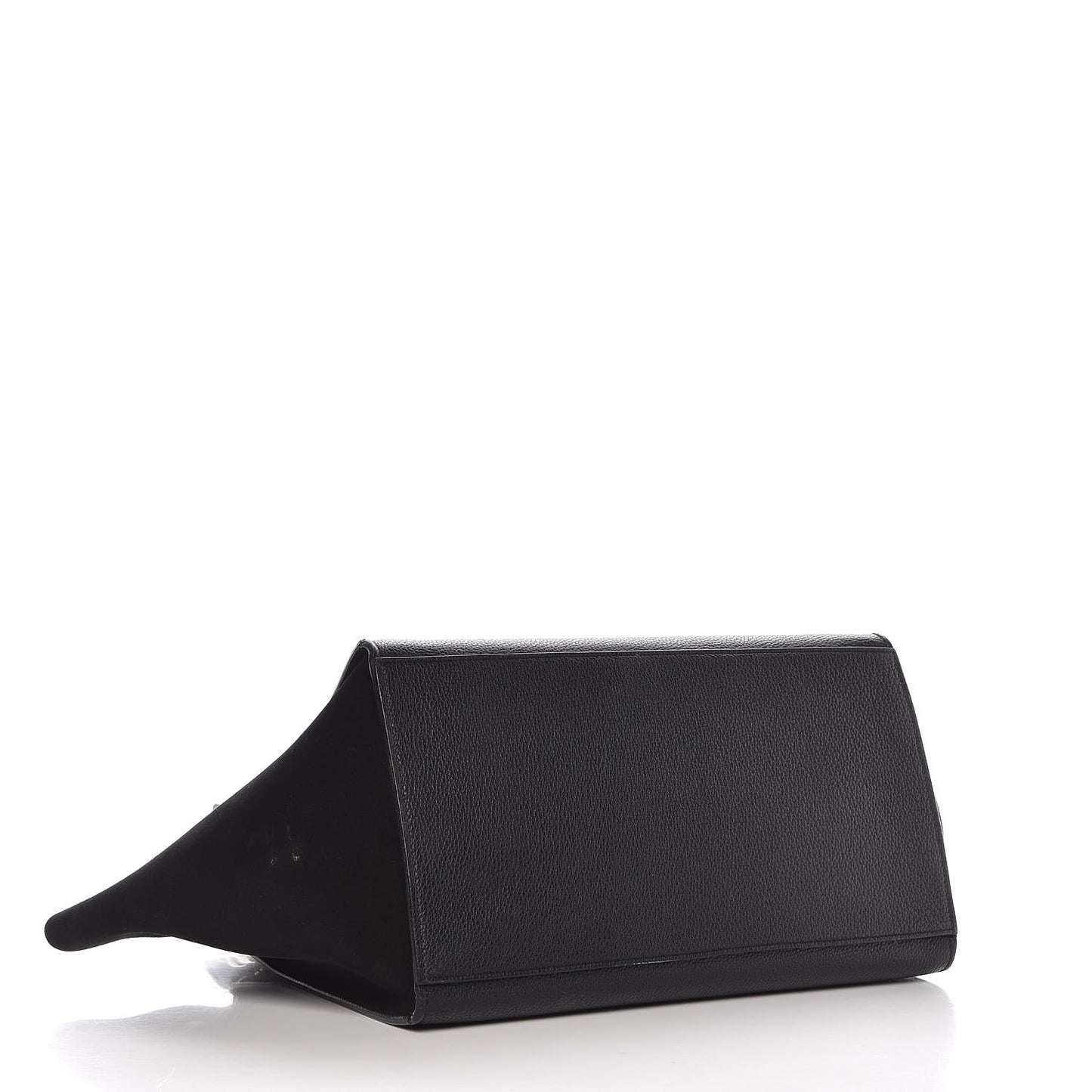 Drummed Calfskin Suede Small Trapeze Black