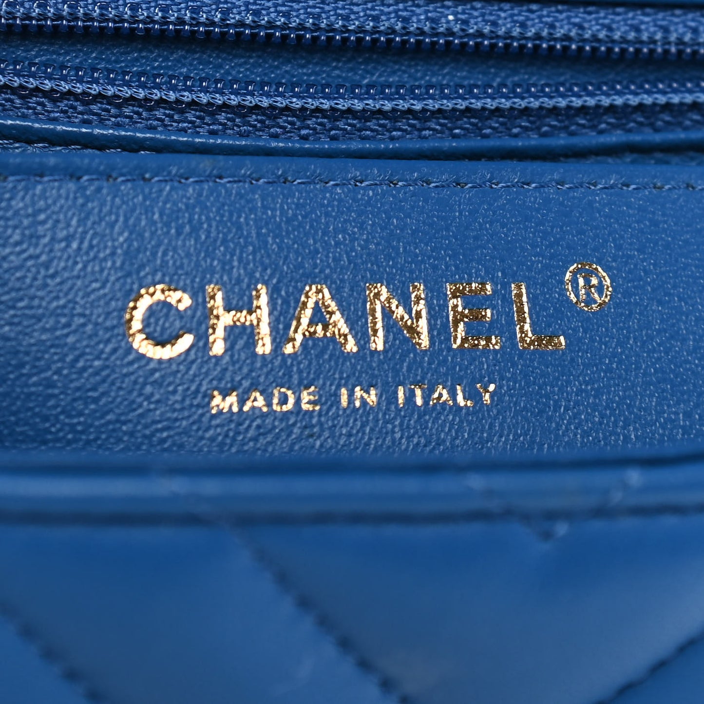 Lambskin Chevron Quilted Mini Rectangular Flap Blue