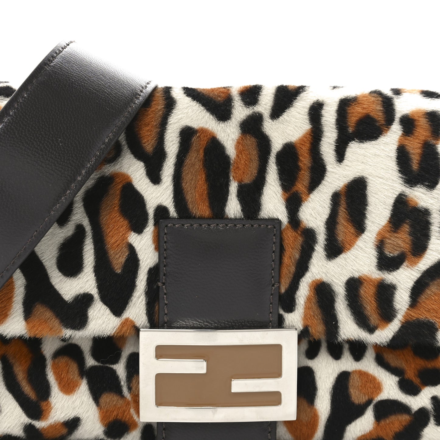 Calf Hair Leopard Print Baguette Moro