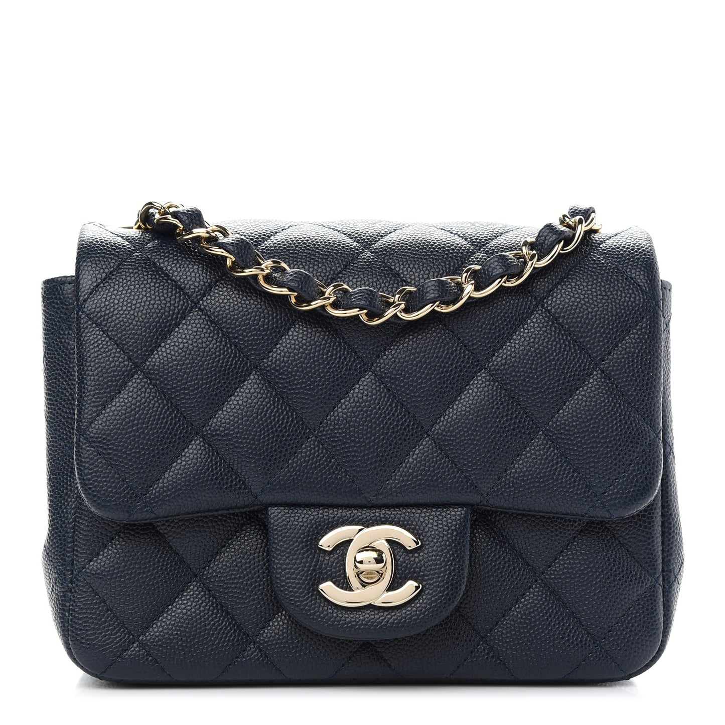 Caviar Quilted Mini Square Flap Navy