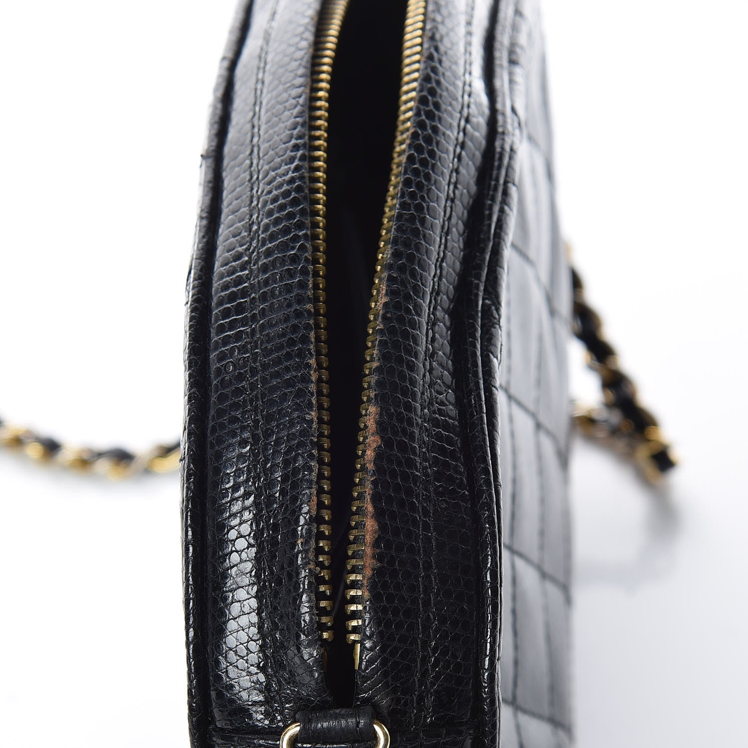 Chanel Lizard Quilted Small Tassel Camera Case Black 11 of 16