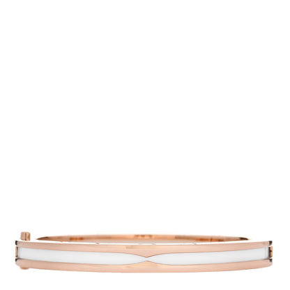 Bulgari 18K Rose Gold White Ceramic B.Zero1 Bangle Bracelet M 2 of 3