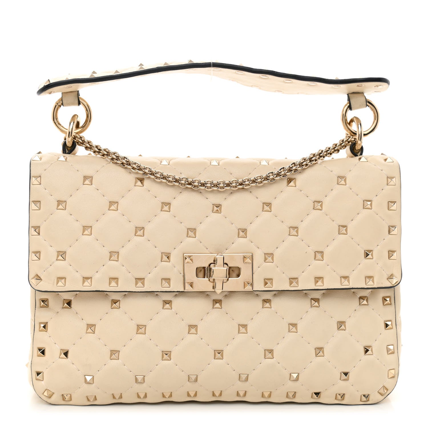 Valentino Garavani Nappa Medium Rockstud Spike Shoulder Bag Light Ivory 1 of 12