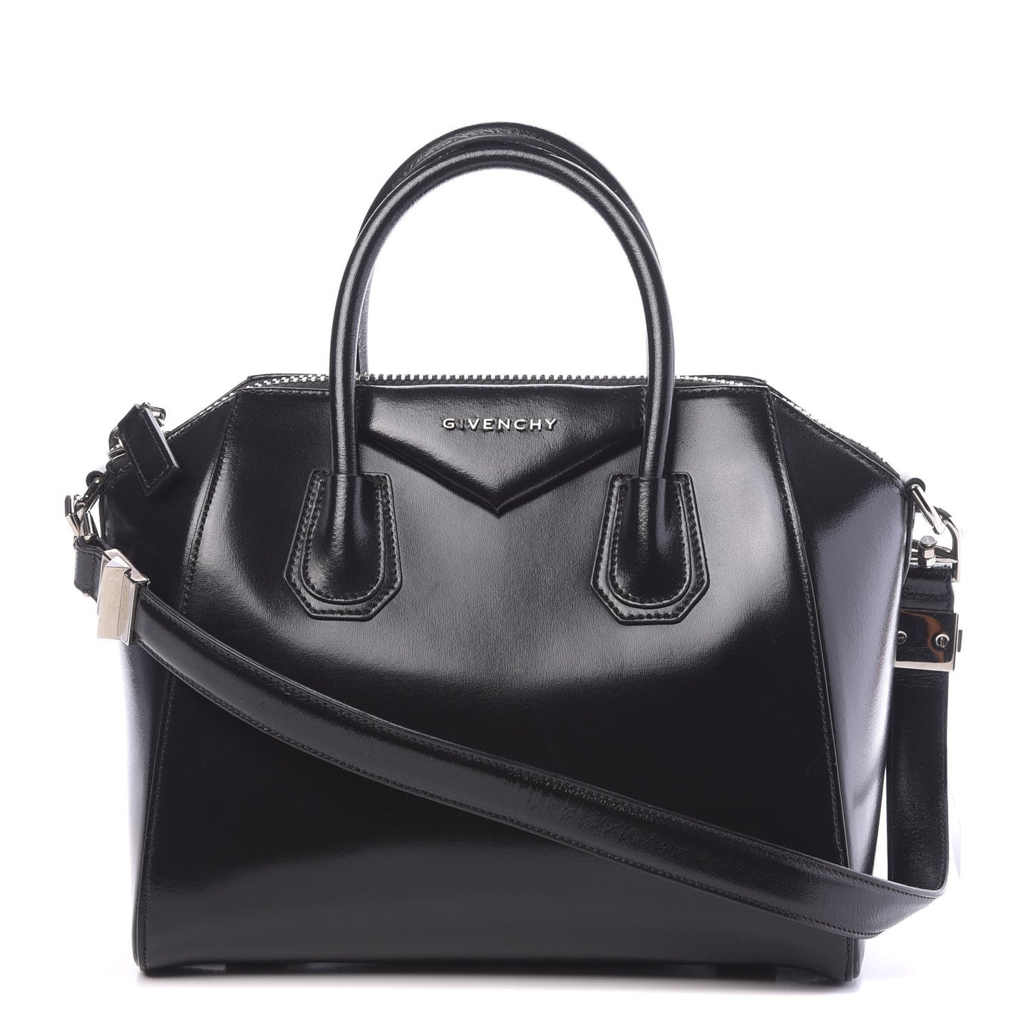 Shiny Lord Calfskin Small Antigona Black