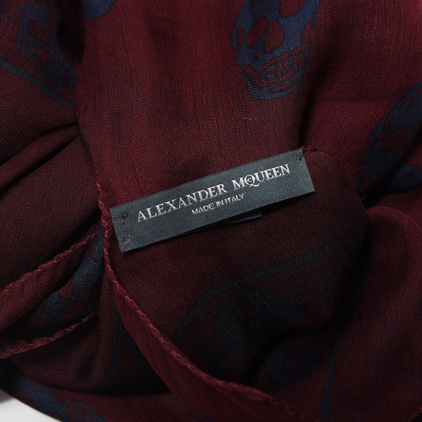 Silk Chiffon Skull Scarf Burgundy Navy