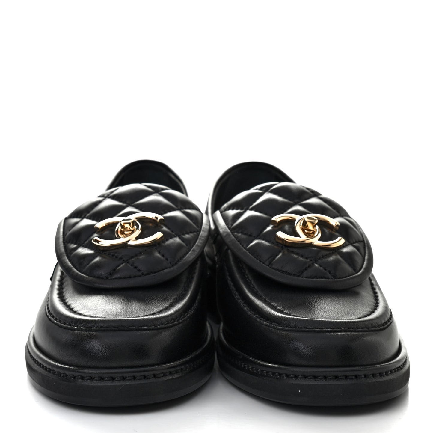 Lambskin Quilted CC Turnlock Loafers 38 Black