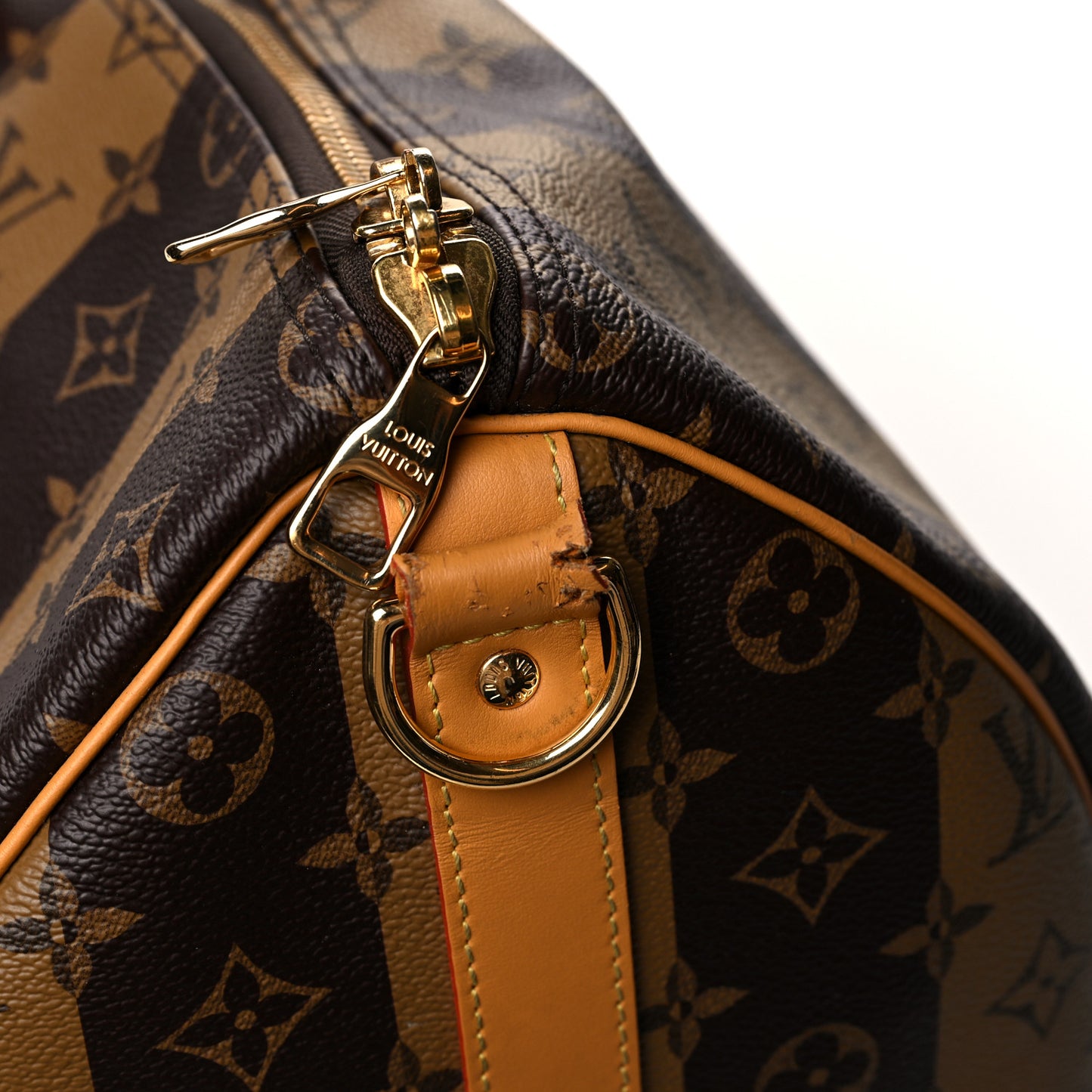 X NIGO Reverse Monogram Stripe Keepall Bandouliere 50 Brown