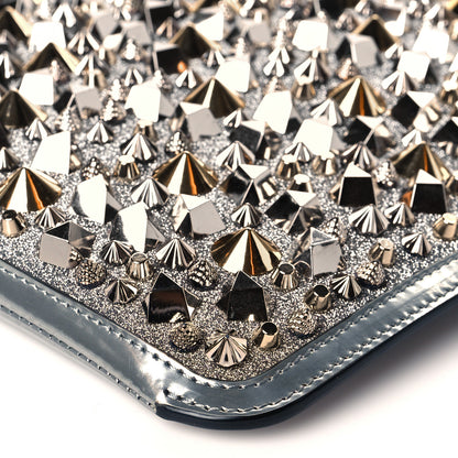 Christian Louboutin Patent Calfskin Glitter Studded Loubiclutch Crossbody Clutch Silver 9 of 9