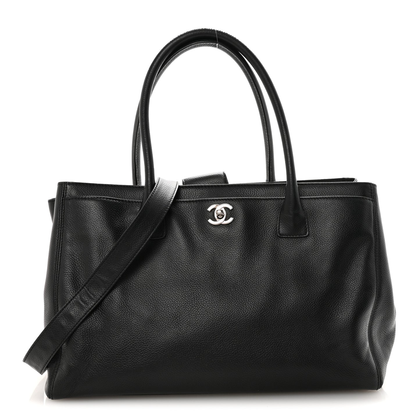 Calfskin Cerf Executive Shopper Tote Black