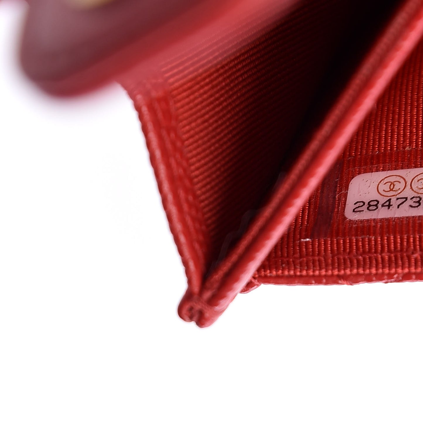 Caviar Quilted Flap Card Holder Wallet Red