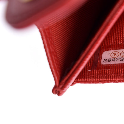 Chanel Caviar Quilted Flap Card Holder Wallet Red 9 of 10