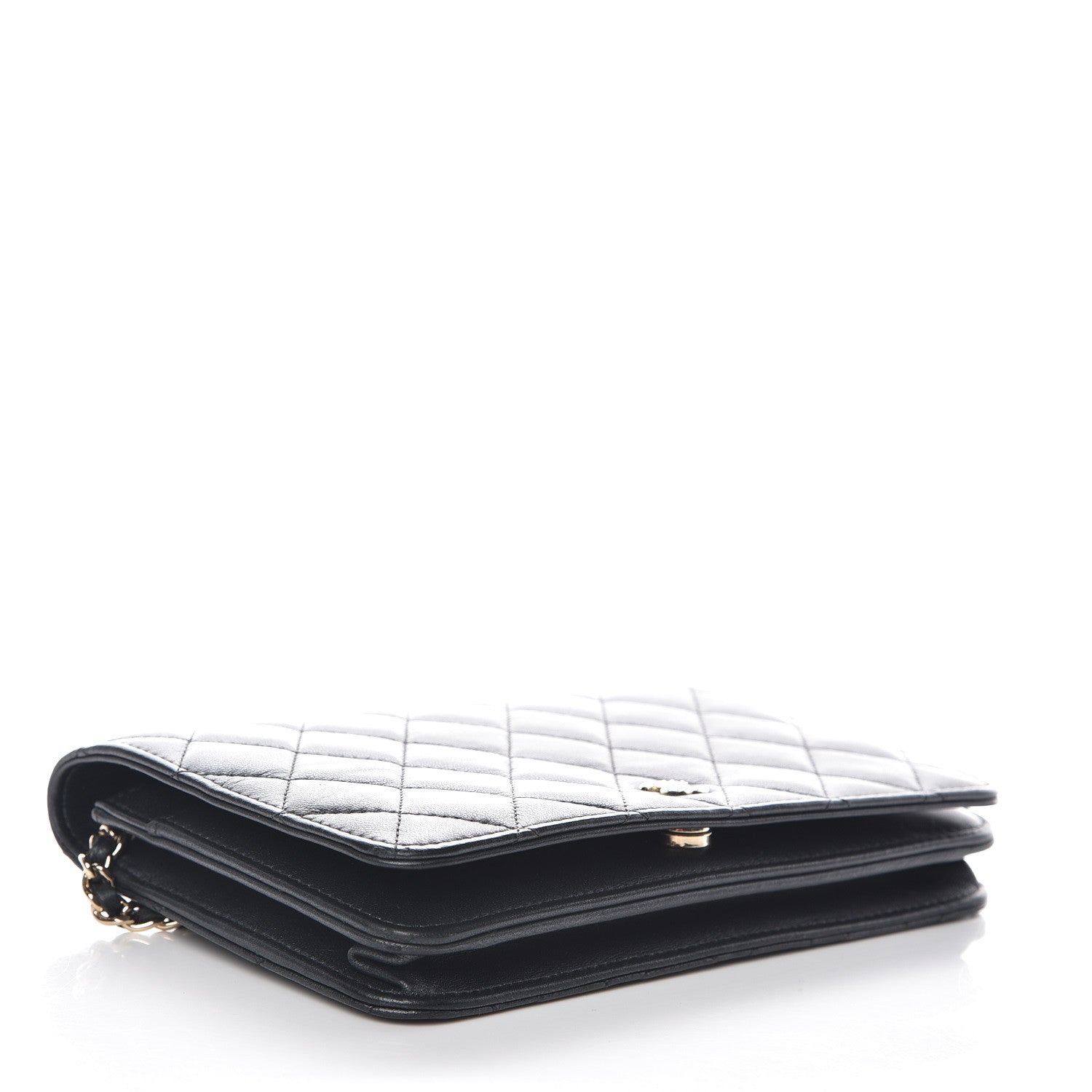 Chanel Iridescent Lambskin Quilted Pearl Wallet On Chain WOC Black 4 of 16