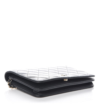Chanel Iridescent Lambskin Quilted Pearl Wallet On Chain WOC Black 4 of 16