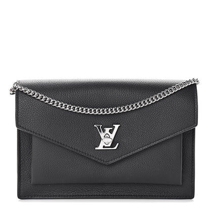 Louis Vuitton Soft Calfskin My Lockme Chain Pochette Black 2 of 9
