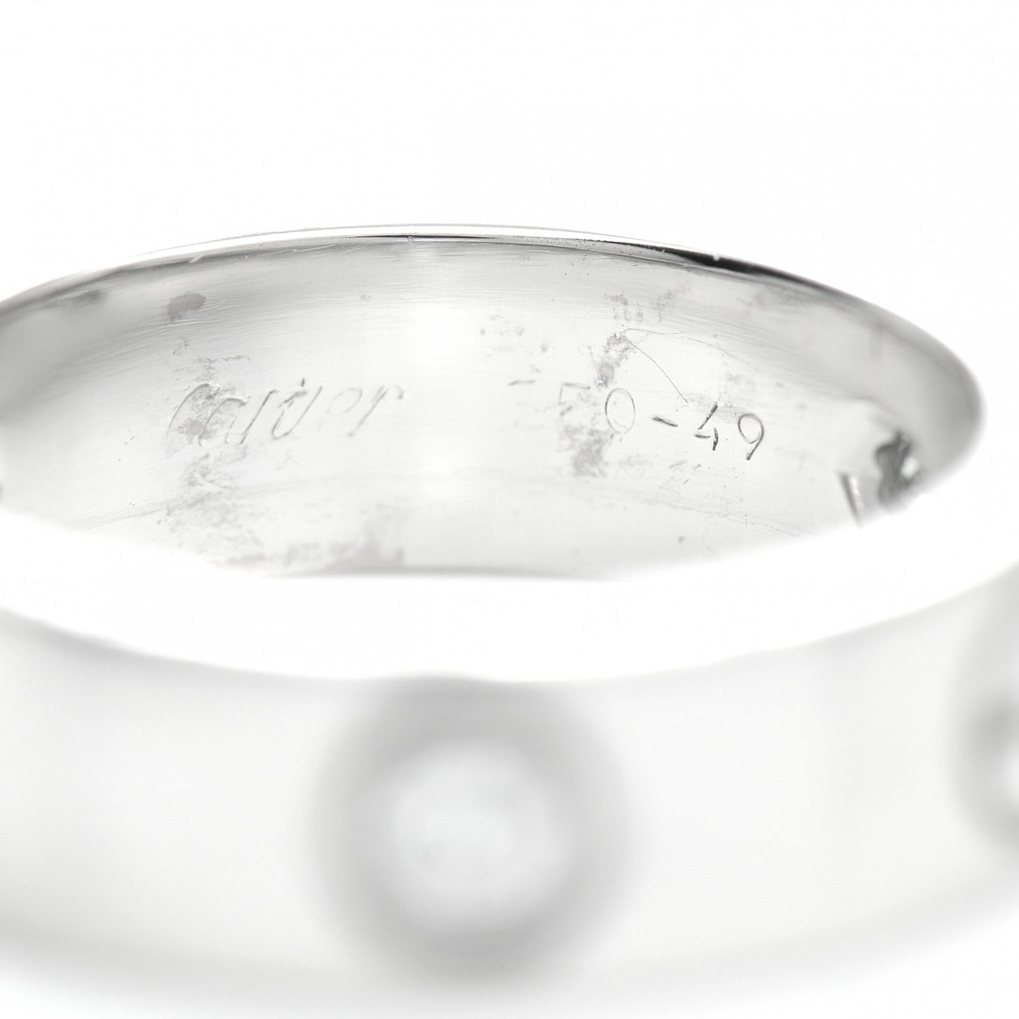 18K White Gold 3 Diamond 5.5mm LOVE Ring 49 4.75