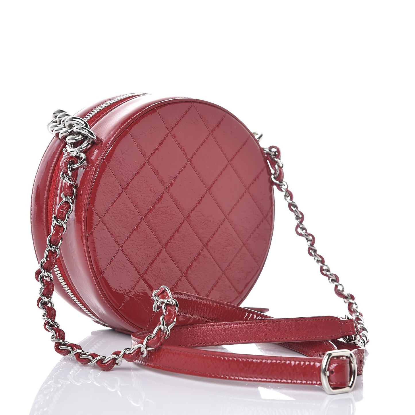 Glazed Calfskin Round As Earth Evening Bag Rouge