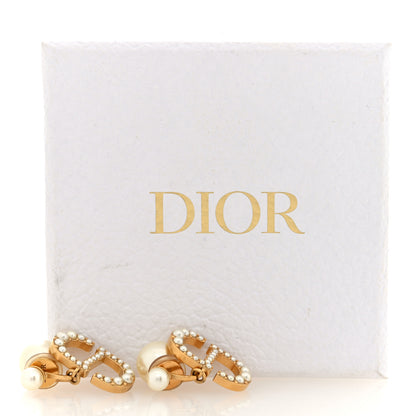 Christian Dior Pearl Tribal CD Clip On Drop Earrings Gold 5 of 5