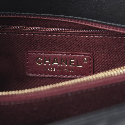 Chanel Caviar Chevron Quilted Small Coco Handle Flap Black 5 of 10