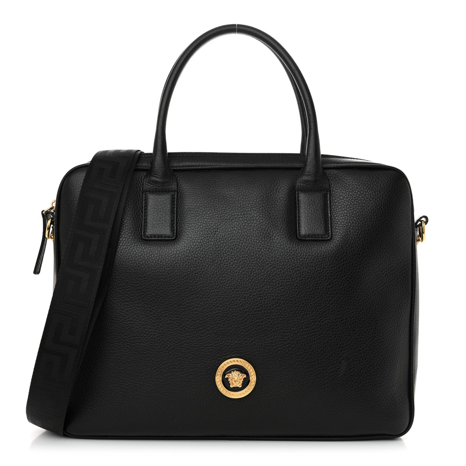 Versace Calfskin Medusa Briefcase Messenger Bag Black 1 of 14