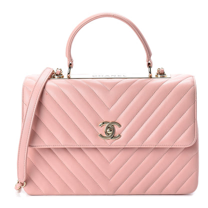 Chanel Lambskin Chevron Quilted Medium Trendy CC Dual Handle Flap Bag Pink 1 of 12